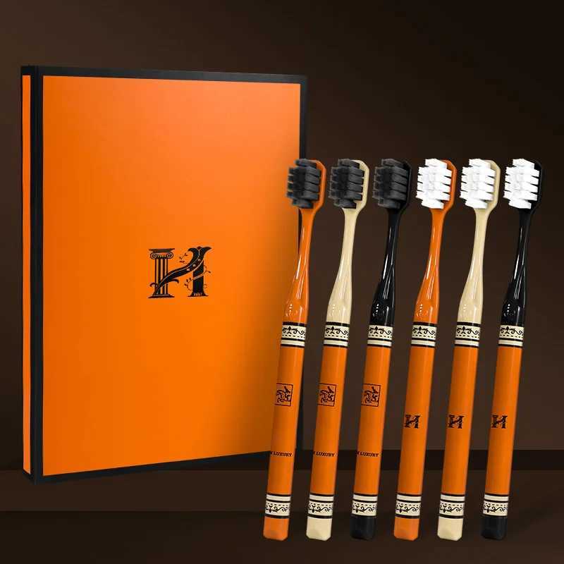 This pack of 6 high-end orange small-head toothbrushes for adults is designed for efficient and comfortable household use.T260306