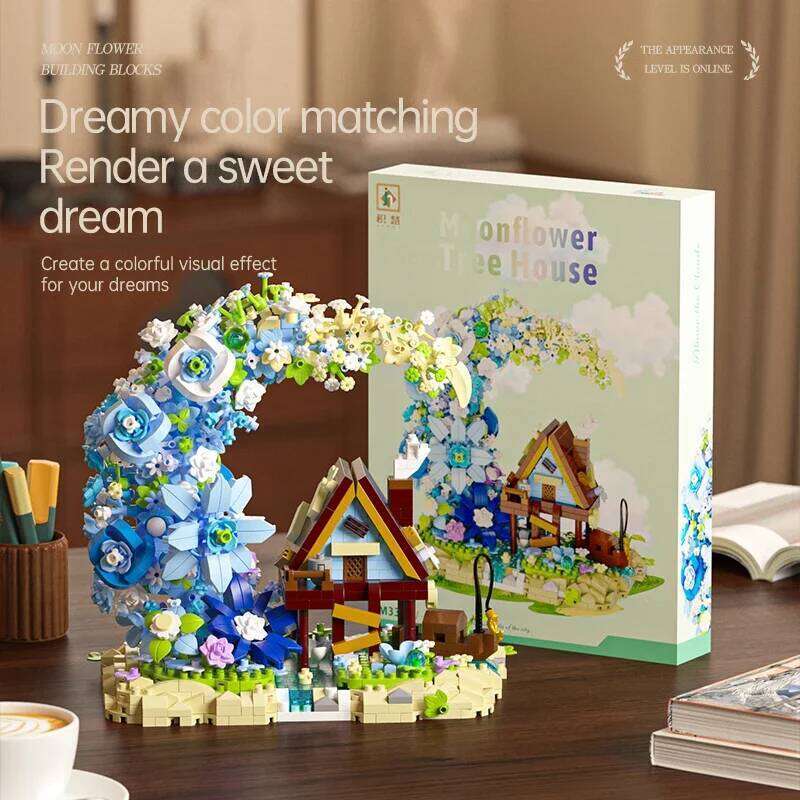 Creative Micro Particle Moon Flower and Tree House Building Blocks Exquisite Desktop Decoration Gift For Kids Z260305