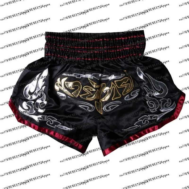 2026 New Muay Thai Shorts Black Boxing Shorts Men Women Satin Martial Arts Gym Clothing Cage Fight Grappling Short Boxing Shorts X260306