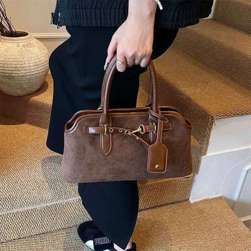 Fashion Handbag European And American Light Luxury Highend Simple Shoulder Brand Casual Commuter Frosted Suede Messenger Bag TIANOUDAISHU