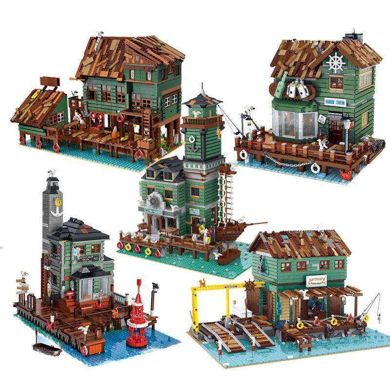 Creative Fisherman's Cabin Store Modular Building Blocks Brick Streetview Series City Architecture Model Sets Kid Toys Boys Gift Z260306