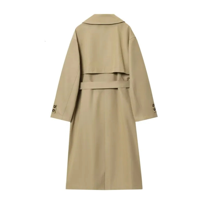 Womne Long Trench Coat With Belt Double Breasted Sleeve Lapel Collar Womens Windbreaker Female Outerwears 260228