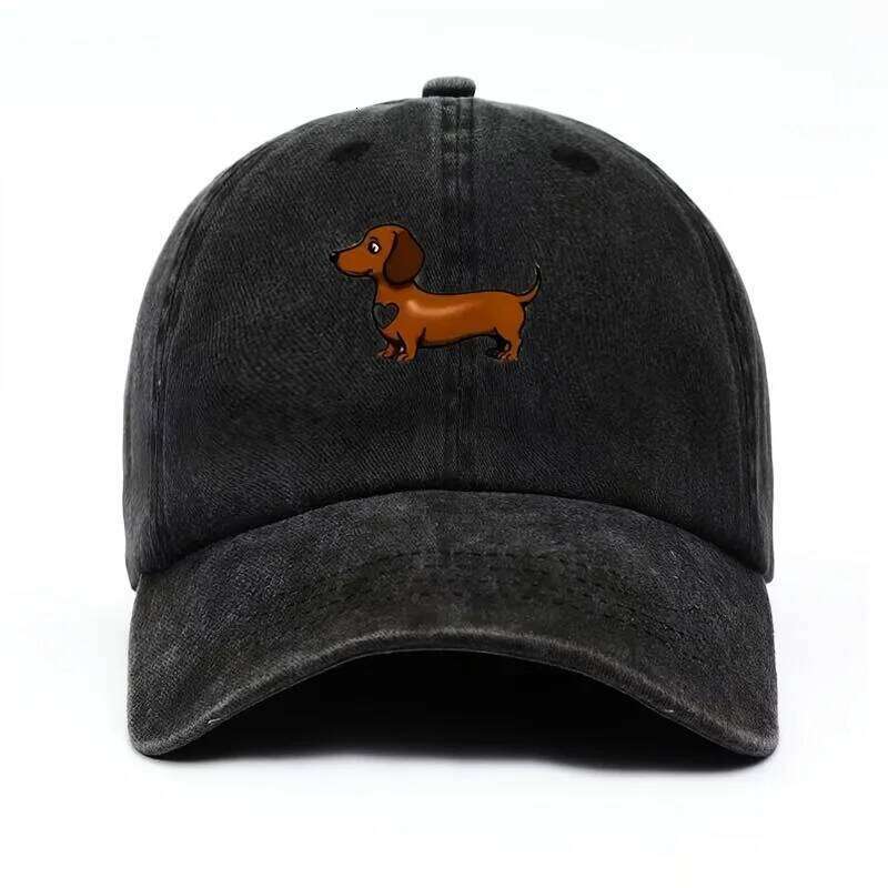 Cute Sausage Dog Pattern Printed Baseball Hat with Adjustable Snap Button Lightweight Valentine's Day Gift Y260304