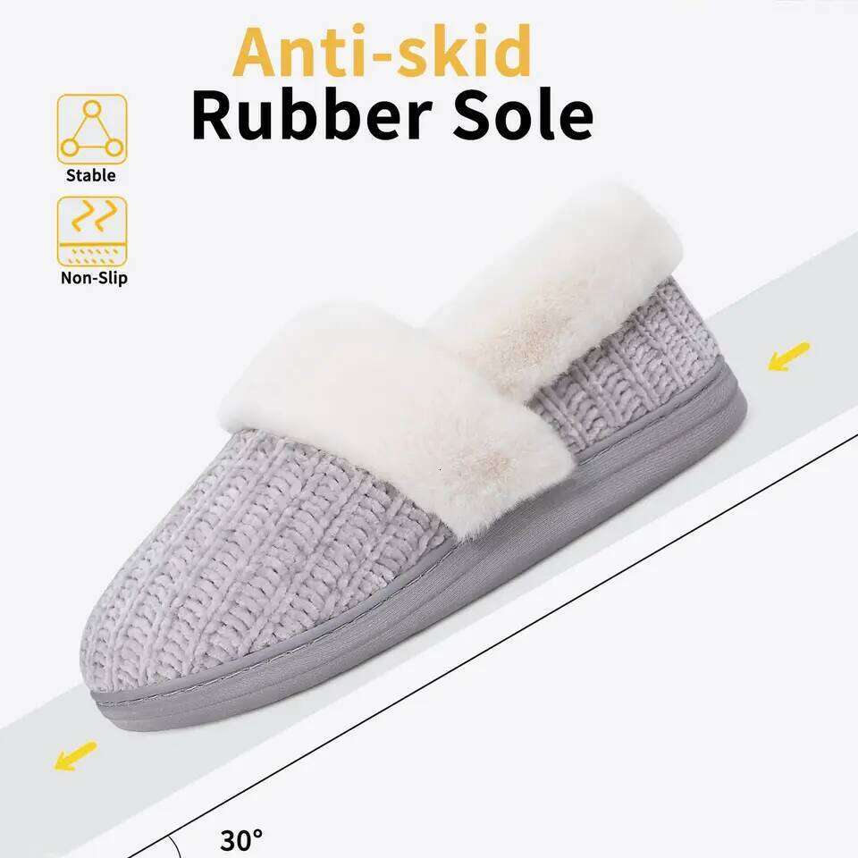 Litfun Fuzzy Cozy House Slippers For Woman Winter Indoor Warm Antiskid Plush Casual Slides Ladies Soft Memory Foam Bedroom Shoes