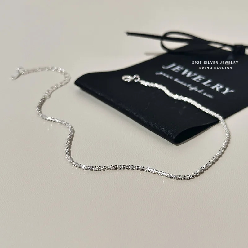 INZATT Real 925 Sterling Silver Sparkling Chain Anklets For Women Minimalist Fine Jewelry 2024 Summer Beach Accessories Gift 260304