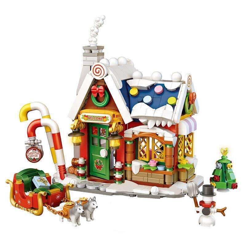 Christmas House 3D Model Building Blocks Santa Claus Tree Snowman Sleigh DIY Set Mini Bricks Children's Toys Gifts for Girls Z260306