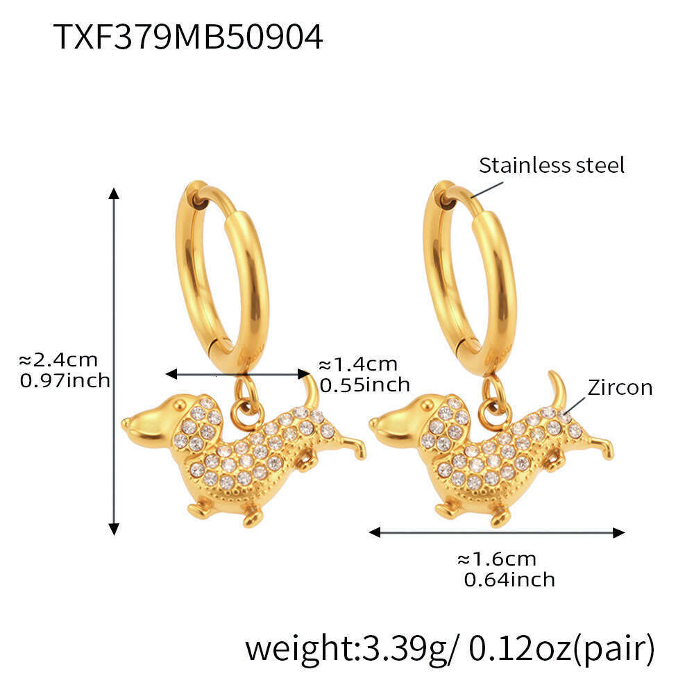 Light Luxury Cute Puppy Full-Diamond Pendant Necklace, Bracelet, Ring, Earrings, Elegant Niche Jewelry Set