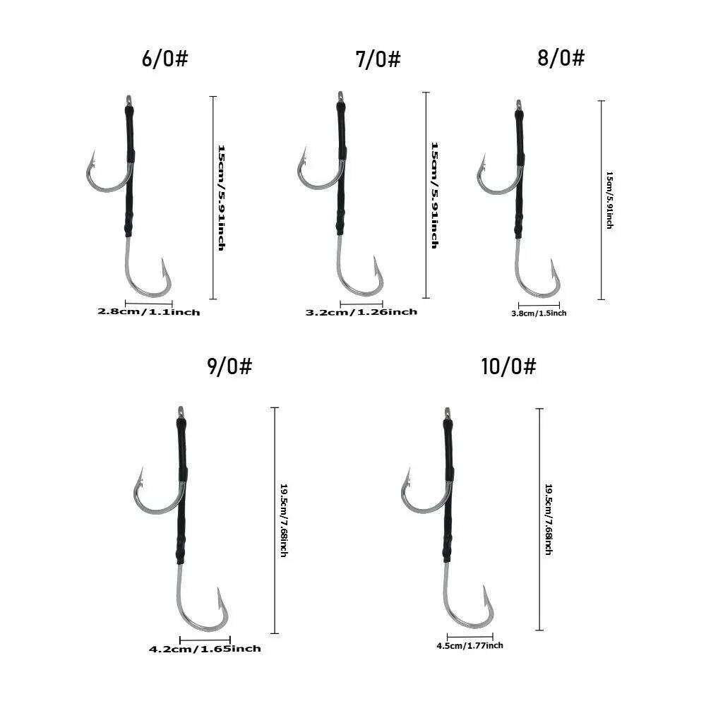 1pc Big Game Saltwater 6/0-10/0 Stainless Steel Double Assist Hook Live Bait Fishing Hooks for Shark Tuna Fishhook S260305