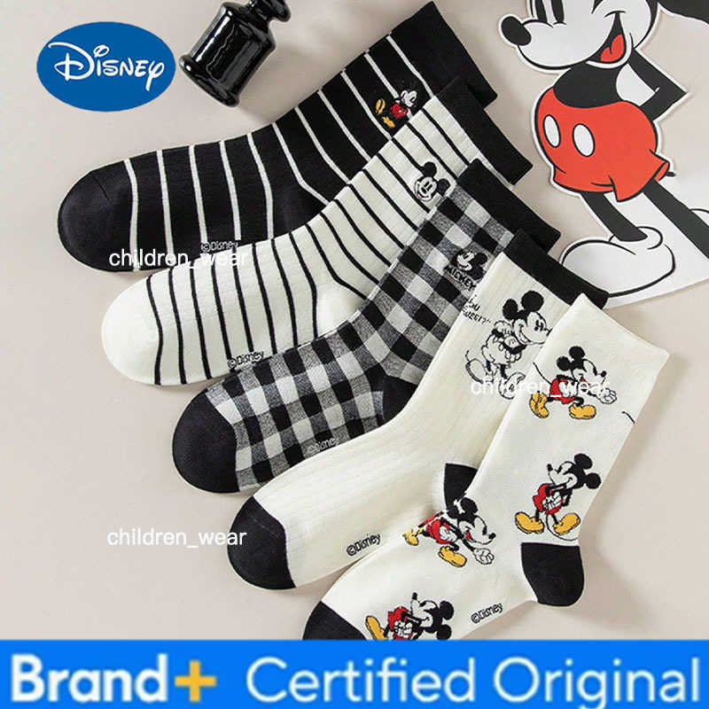 Disney 5 Pairs of Mixed Color Outfit New Cartoon Anime Pattern Womens Socks Soft Comfortable Exquisite College Style Womens Socks H260306