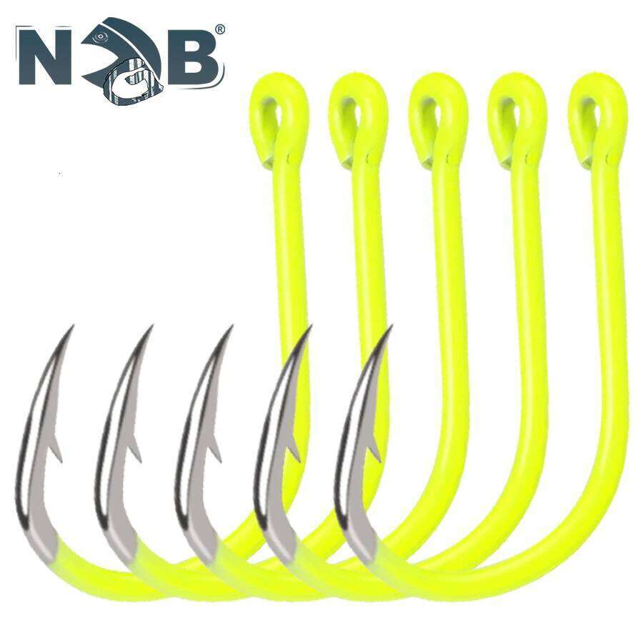 NGB 50PCS Sharp High-carbon Steel Fishhooks Barbed Fluorescent Fishing Durable Fish Gear Fighting Hook With Eye for Carp Y260305
