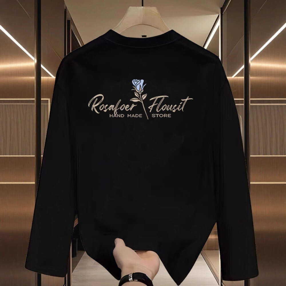 Spring and autumn pure cotton long-sleeve t-shirt for men, trendy brand ins style, printed large size loose-fitting base shirt