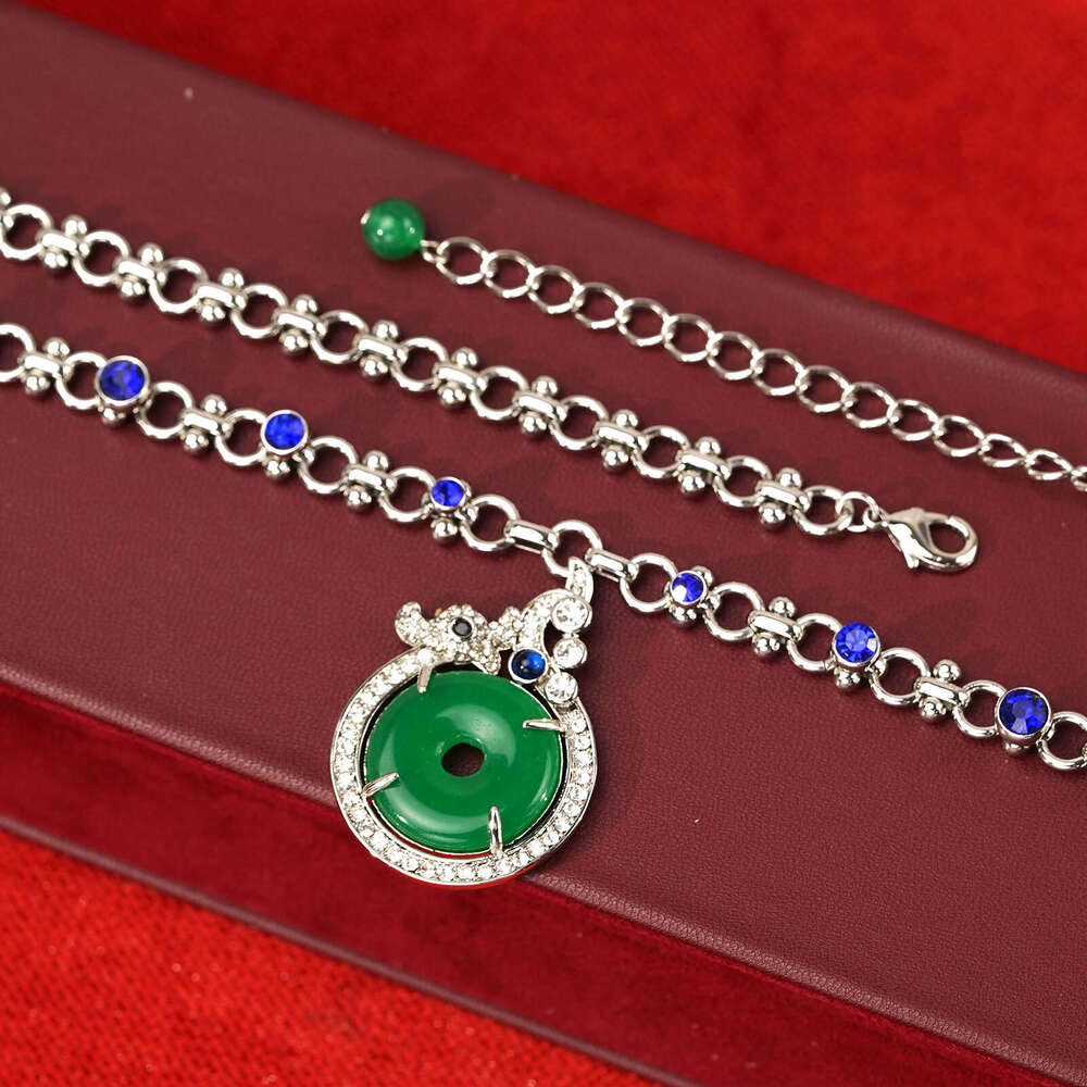 Vintage Chalcedony Peace Pendant Necklace Light Luxury Fashion Zircon Inlay Niche Design With High-End Feel High-Quality