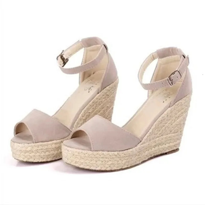 01 Espadrilles Women Wedges Peep Toe Sandals Platform Ankle Strap High Heel Shoes Female Pumps Beach Wedding Ladies Sandals 260305