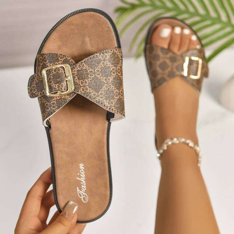 New Casual Style Slip-On Slide Sandals Fashion Outside Wear Cork Women Slippers Retro Non-slip Outdoor Beach Shoes