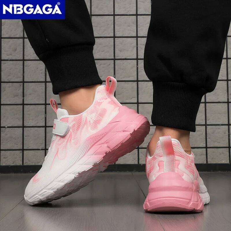 Girls Casual Lightweight Breathable Sneakers Pink Kids Non-slip Sports Running Shoes Outdoor Children Tennis Hook & Loop 26Y0304