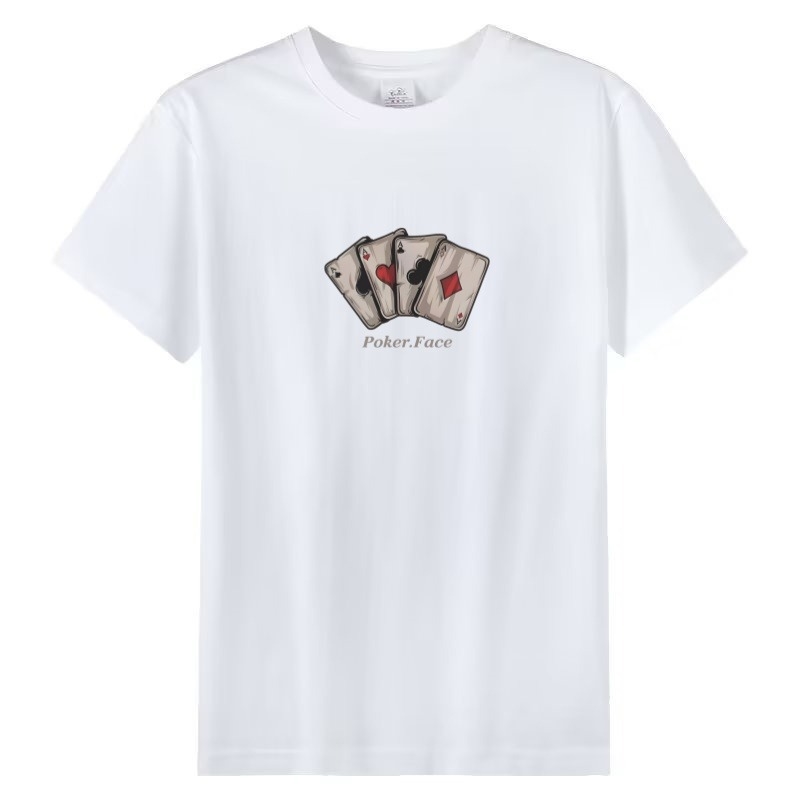 Poker print T-shirt for men summer short-sleeve heavyweight T-shirt 2026 new style men's top thin style trendy brand short-sleeve handsome