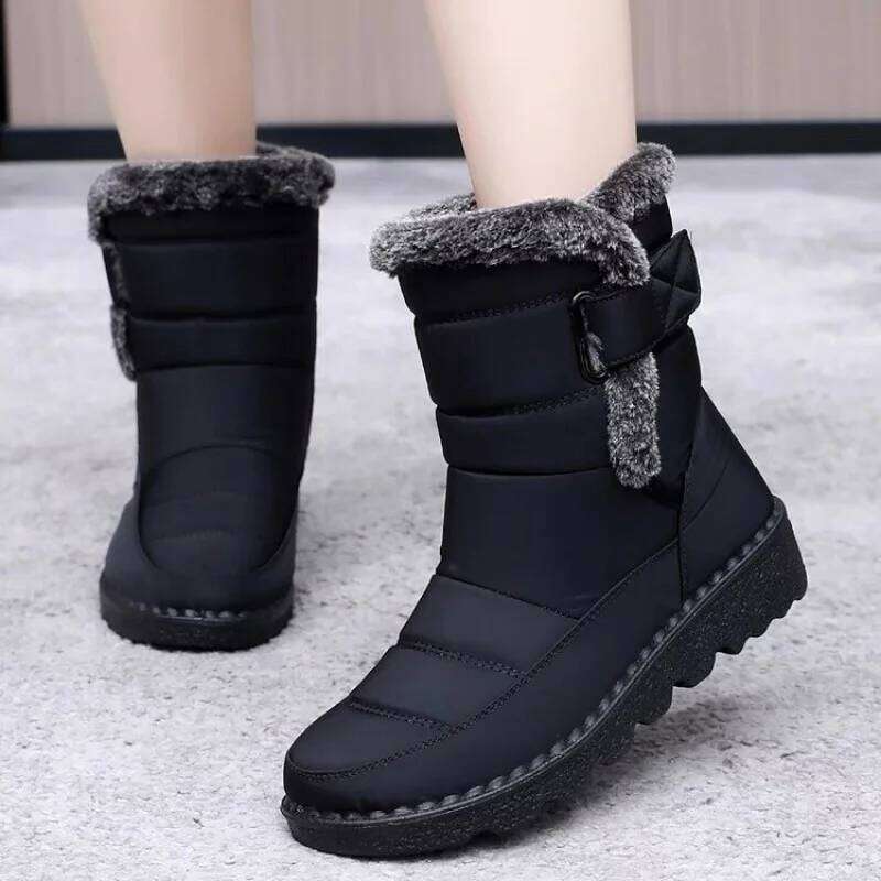 Waterproof Winter for 2023 New Faux Fur Long Platform Snow Warm Cotton Couples Shoes Plush Woman Ankle Fashion Boots