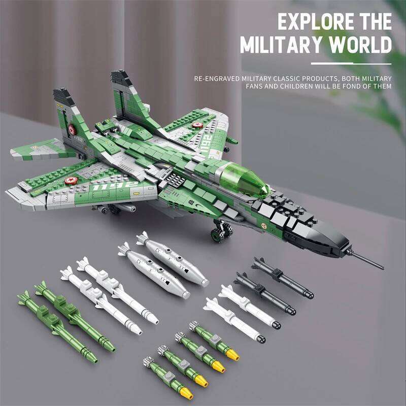 1290PCS MIG-29 Jet Building Blocks Diy Military Fighter Model Assembly Bricks Desktop Decoration Holiday Gifts Kids Toys Z260305