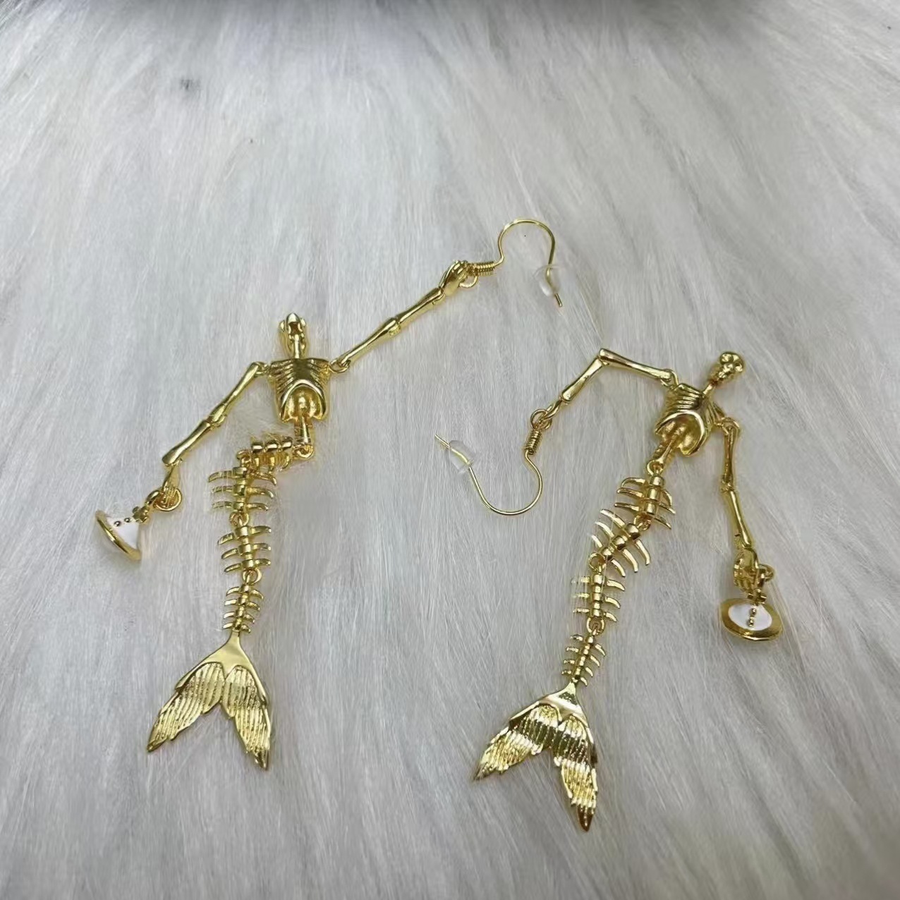 Necklace Bracelet Earrings Queen Mother Mermaid Skeleton Saturn Necklace Bracelet Earrings For Women Vintage Punk Style Collarbone Chain