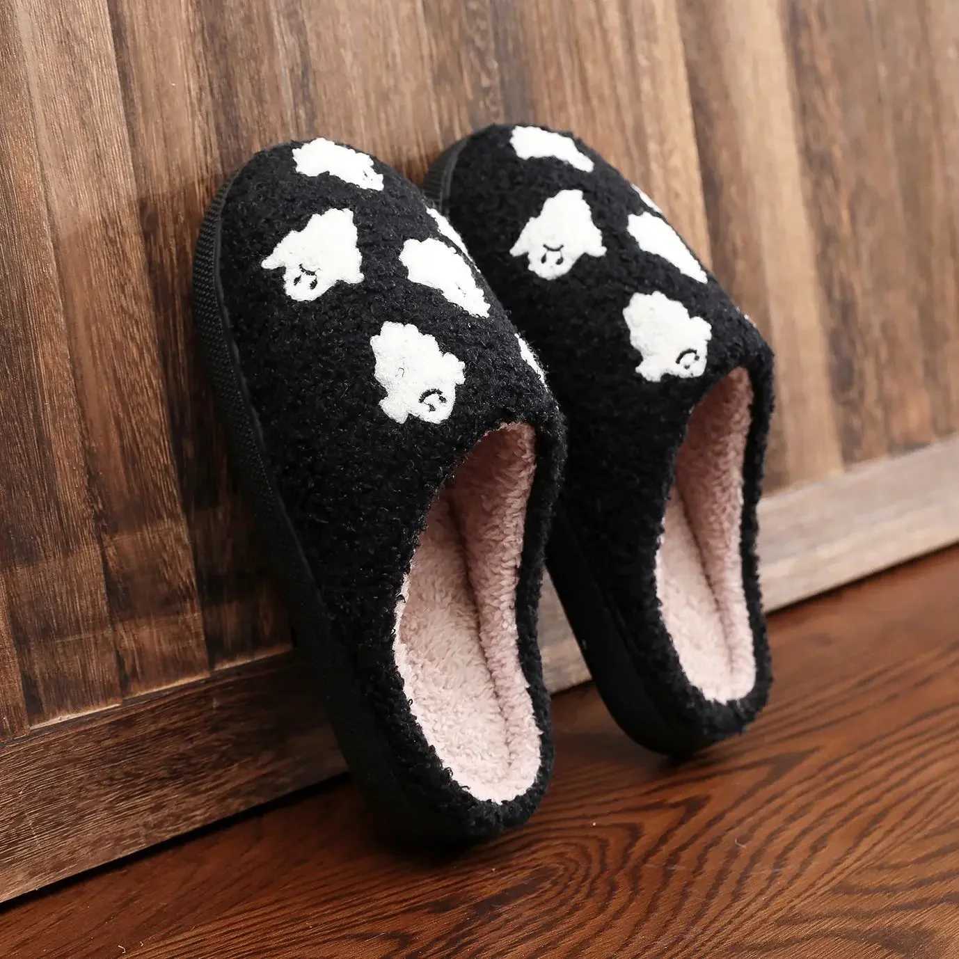 Halloween Ghost Cotton Slippers Home Flat Indoor Scream Slipper Non-slip Thickened Shoes Women Men Skull Slippers Halloween Gift S260305