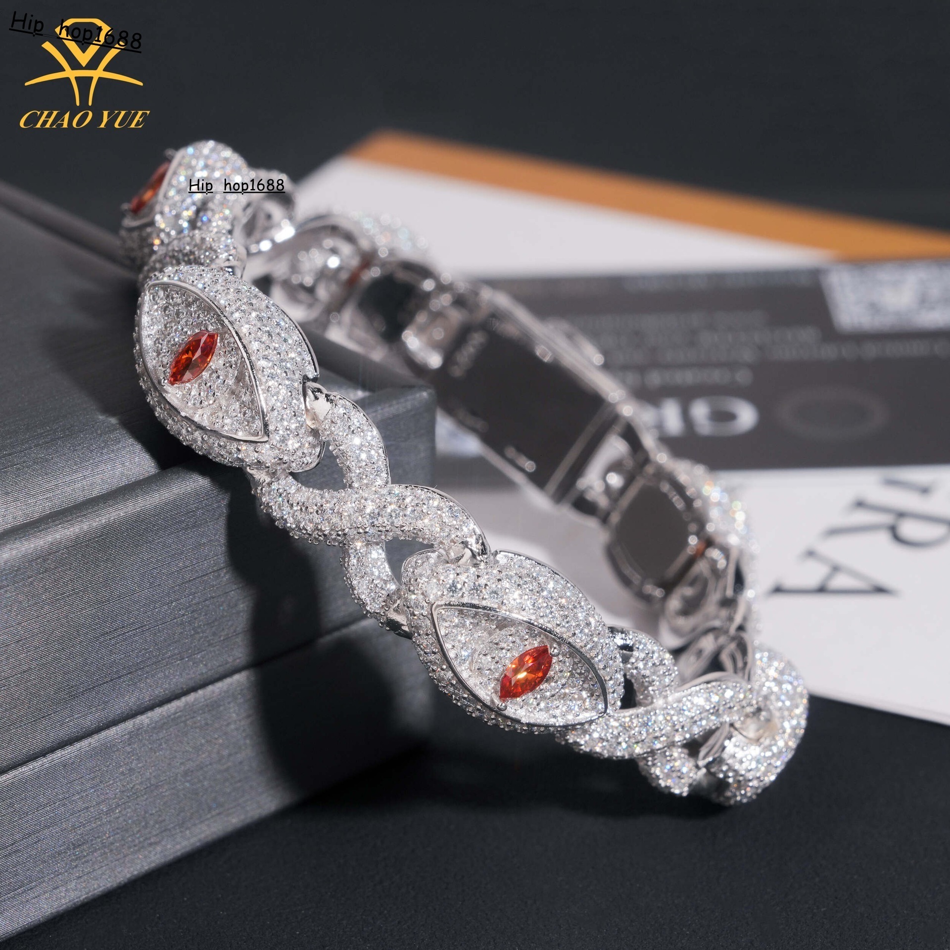 Infinity Eye Cuban Bracelet 925 Silver Inlaid with VVS Moissanite Mens Unique Popular Jewelry