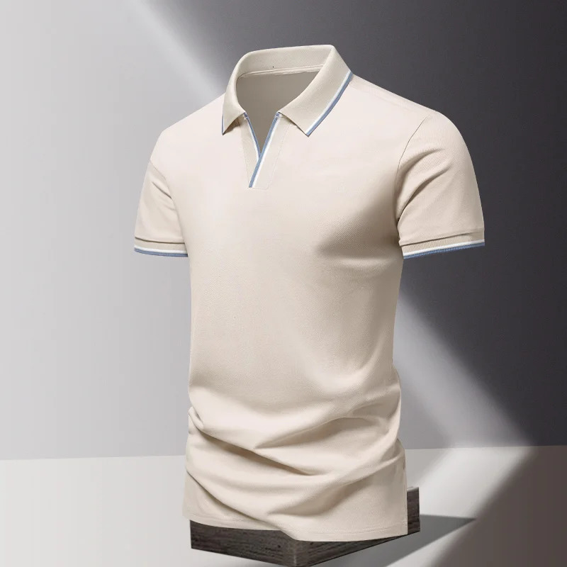 POLO shirt mens summer fashion ice silk quick drying short sleeved T-shirt solid color loose casual business collar top 260304