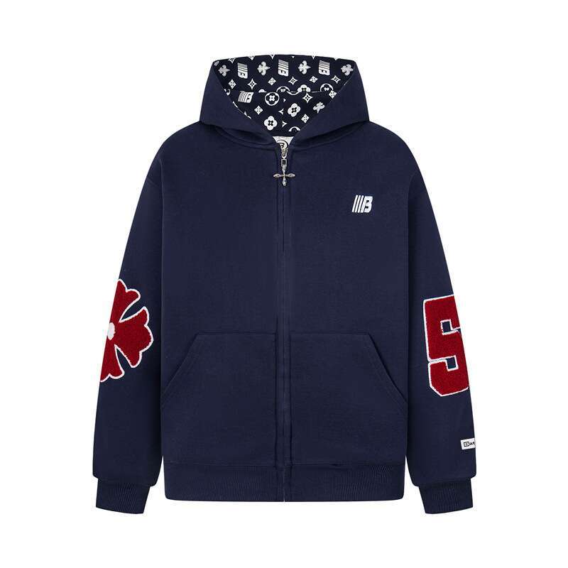 Men's Hoodies Modish Winter Sweatshirts New Real Shot American Retro Embroidery Flocking Personalized Design Hooded Sweatshirt Cardigan Men'