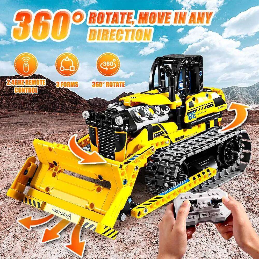 542pcs 3 in 1 Remote Control Programming Truck/Bulldozer Building Blocks Stem Kits for Kids Age 8-10 Educational Toys Boys Gifts Z260306