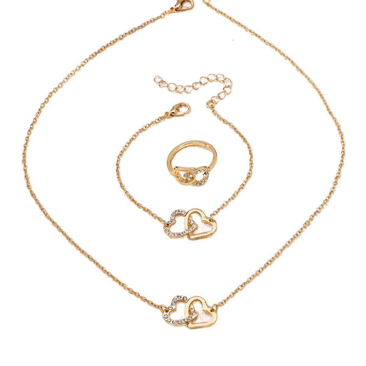 High-End Fashion Exquisite Jewelry Jewelry Set Fashion Elegant Personality Necklace Earrings Ring Set Commuting Evening Accessories European And Ameri