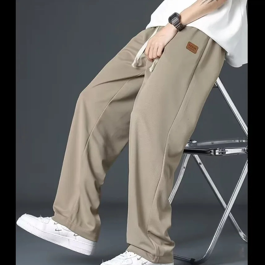 Casual long pants for boys ice silk quick drying pants for spring and summer thin trendy straight tube loose hanging 260306