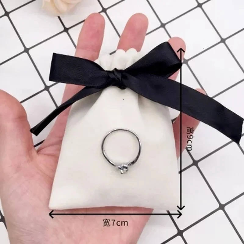 50pcs Jewelry Velvet Bags With Ribbon Flannel Pouches Wedding Candy Gift Packing Cosmetic Party Decoration extra fee Custom 260302