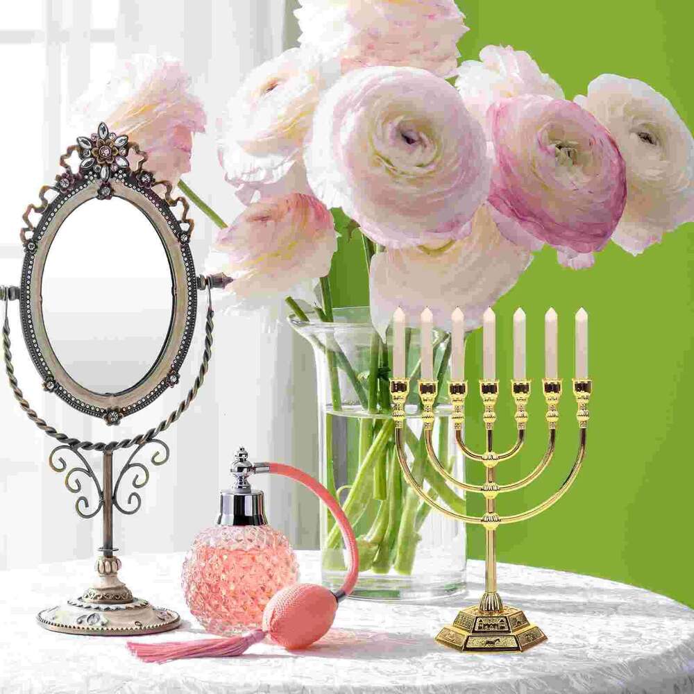 Holder Candlestick Menorah Stand Holders Jewish Decor Bed Above Wall Bedroom Candelabra Chanukah Branches Taper Vintage Retro XJ260305