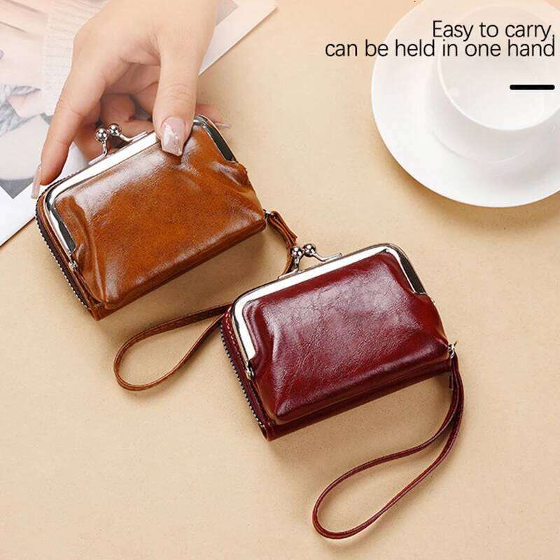 New ladies' buckle PU coin purse Fashion zipper clip bag mini handbag women daily multi card slot wallet for shopping C260304