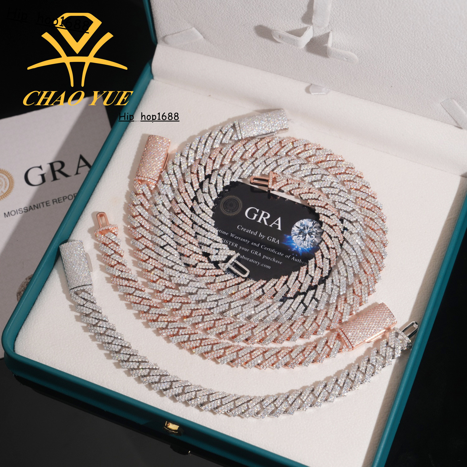 Best-selling Cuban necklace s925 silver vvs moissanite 12mm hip-hop unisex personalized fashion Cuban chain