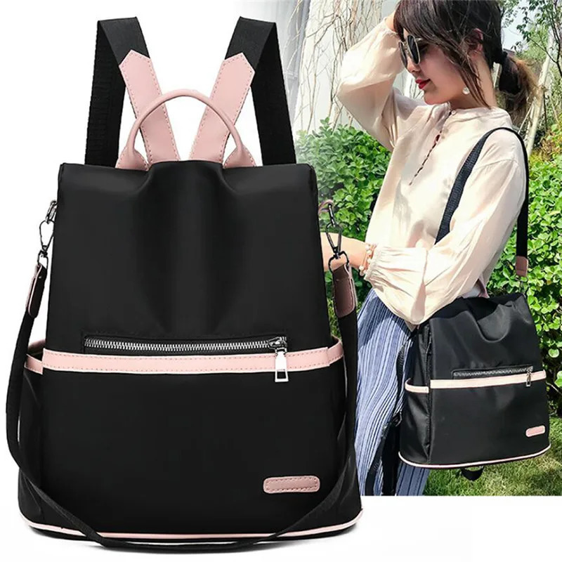 Casual Oxford Backpack Women Black Waterproof Nylon School Bags For Teenage Girls High Quality Fashion Travel Tote Packbag260228