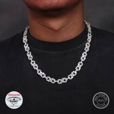 High Quality 8 Figure VVS1 Moissanite Necklace 925 Silver Unisex for Men and Women Hip Hop Style Jewelry