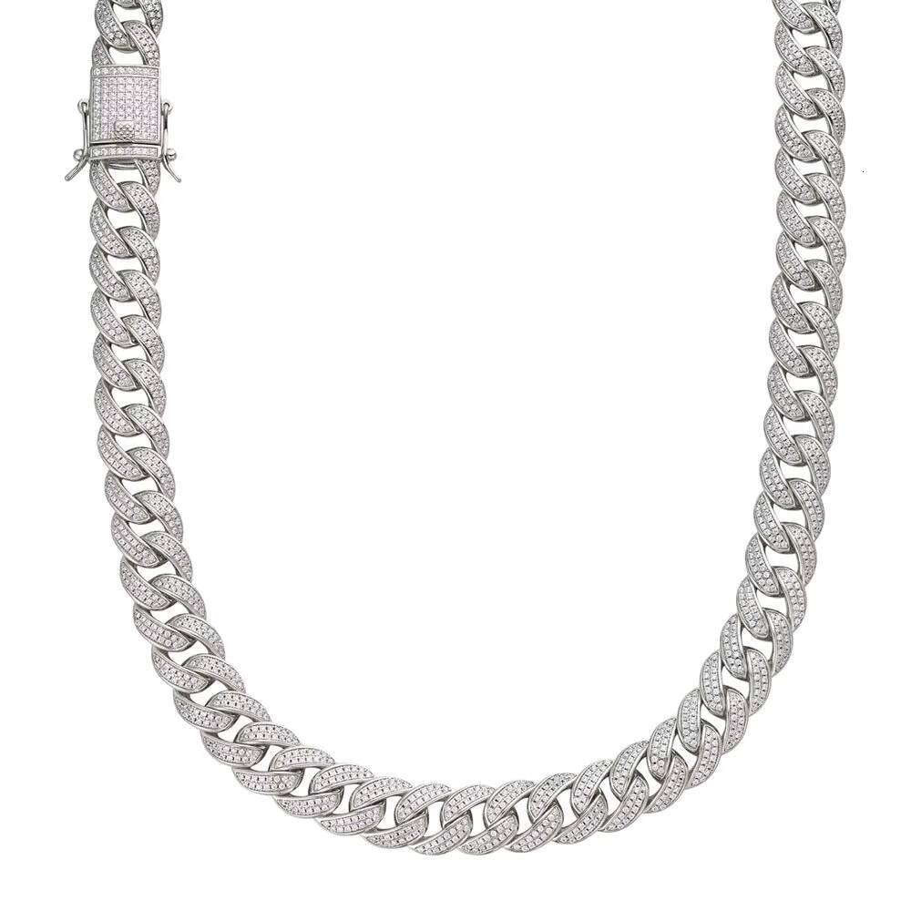 925 Silver Womens Iced Out Moissanite Cuban Chain Gold Plated