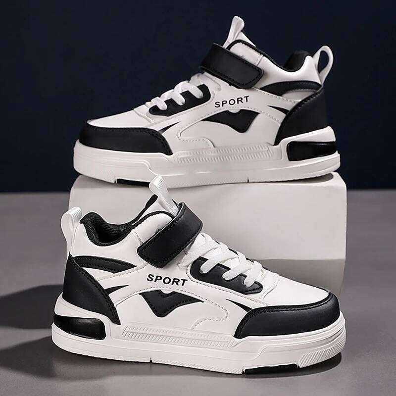 Black White Children Boys Casual Fashion New Autumn Kids School Sports Tennis Shoes Sneaker for Boy Girls 26Y0304