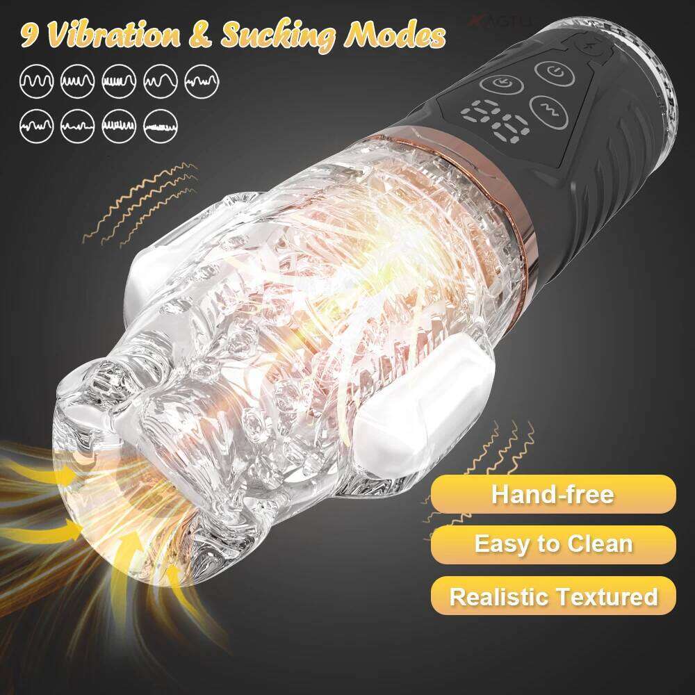 Sucking Vibrating Male Cup Oral Sex Glans Trainer Penis Massager Men Masturbator Blowjob Equipment Adult Supplies W260305