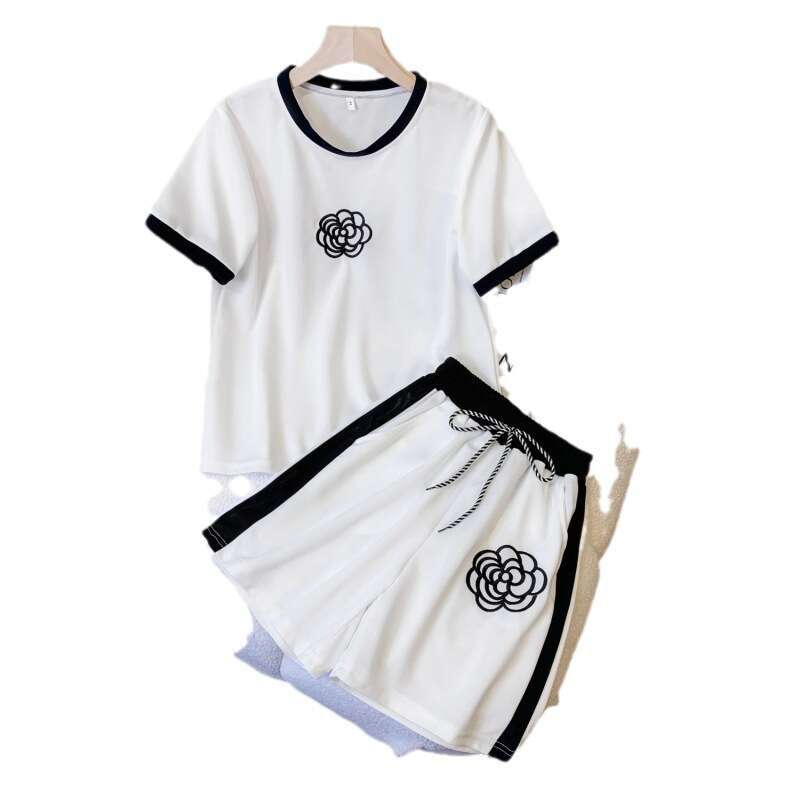 Women's Summer 2025 New Sports Casual Outfit, Short-Sleeve, Street-Fashionable, Stylish, Age-Reducing, Trendy Two-Piece Set Asia Size
