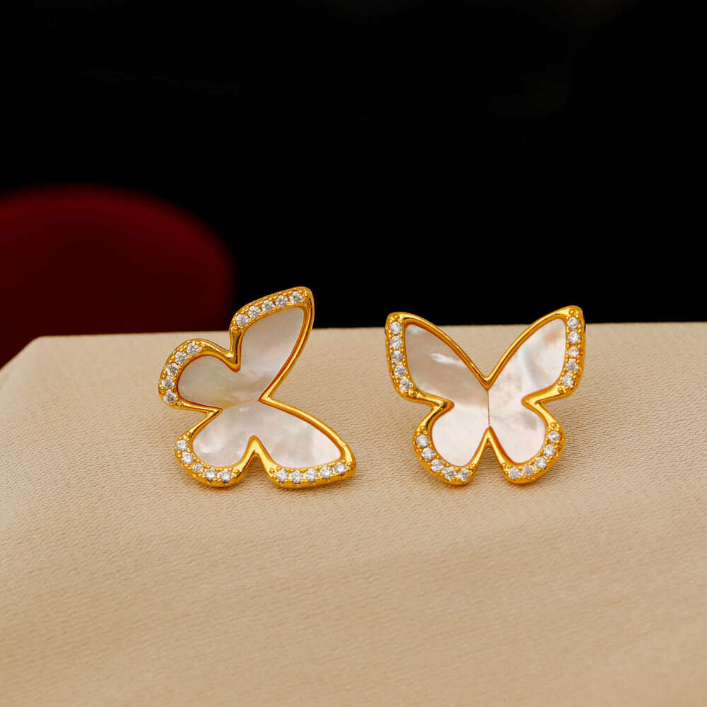 Butterfly Shell Zircon Elegant Earrings 2024 New Popular Model High-end Earrings
