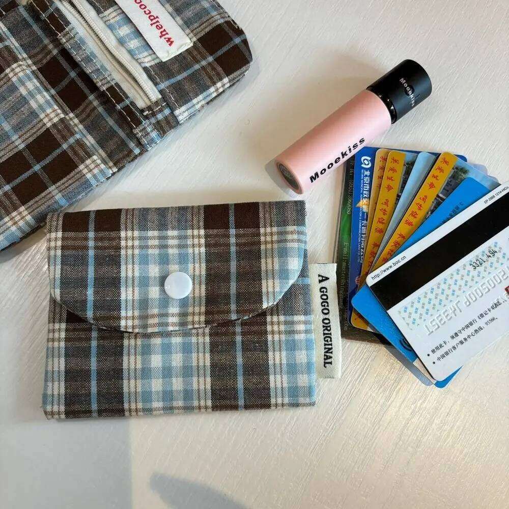 Canvas Retro Plaid Zipper Portable Mini Cash Wallet Coin Purse Multifunctional Cloth Envelope Wallets Women C260304