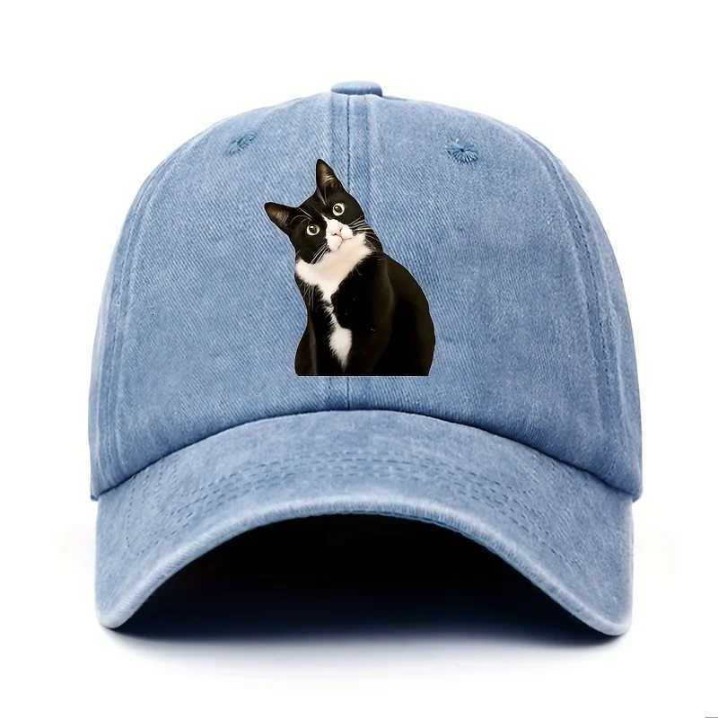 Fun cat print adjustable baseball cap suitable for outdoor travel and leisure activities lightweight breathable and cool S260306
