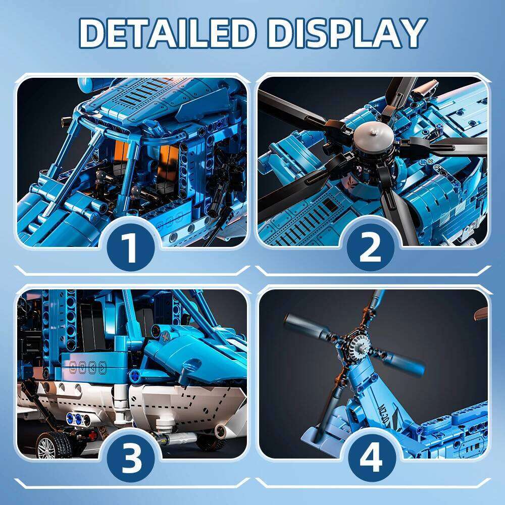 TOYLINX Building Blocks 1711PCS Attack Helicopter Set Army Plane Military Fighter Kit Assembly Bricks Toys for Holiday Gifts Z260305