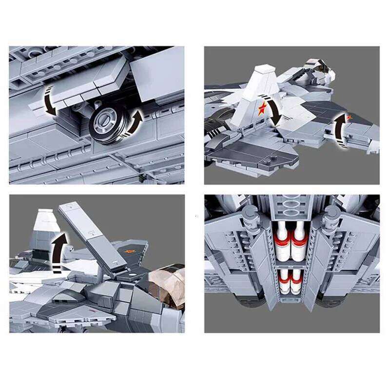 WWII Sukhoi Su-57 Modern Stealth Fighter Military Aircraft Soldier Building Blocks Sets Airplane Model Dolls Brick Toys Kids Z260306