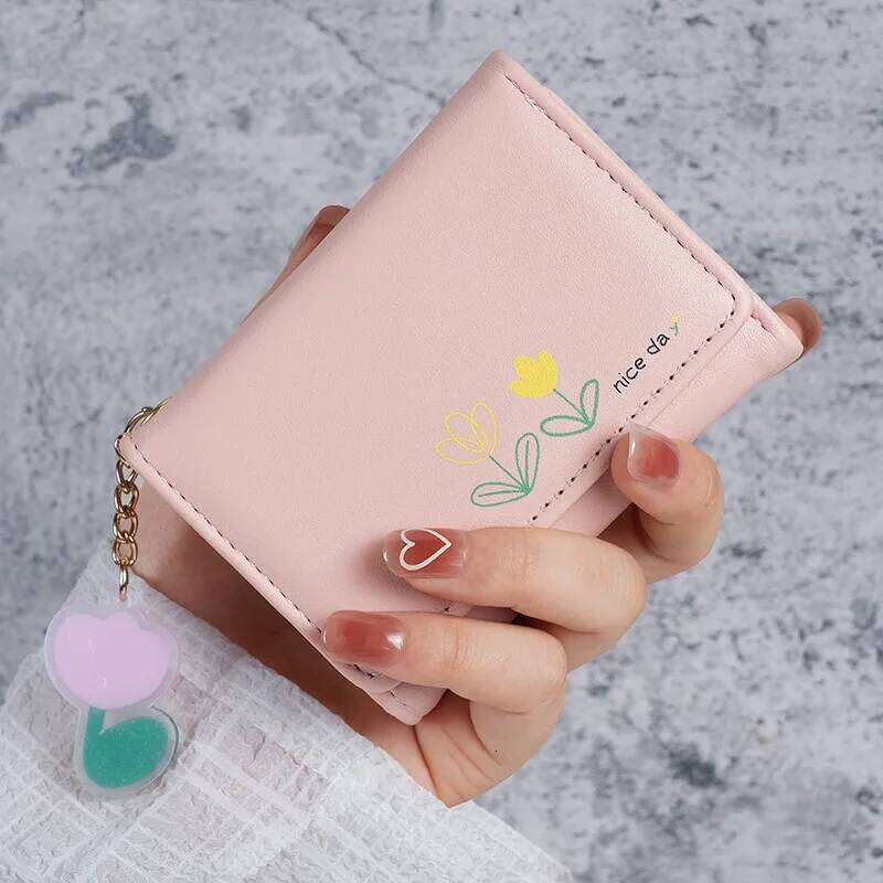 New Small Women's Leather Short Folding Student Cute Mini Fashion Hasp Wallet C260304