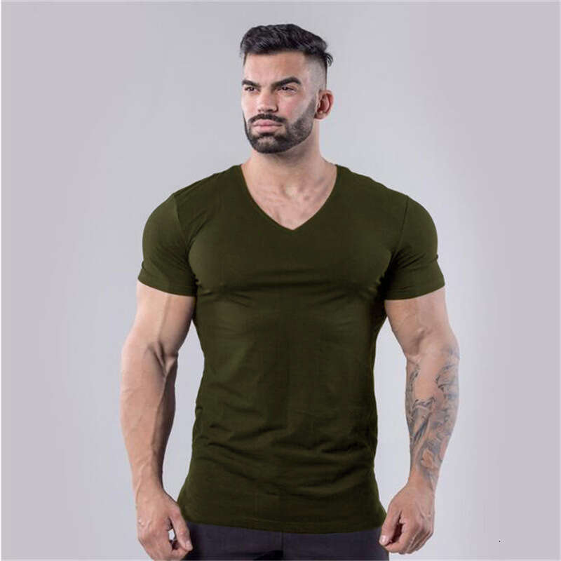 Sports T-Shirt Running Set Men's Short Top Summer V-Neck Pure Cotton Training Long Sleeve Basketball Fitness Clothing