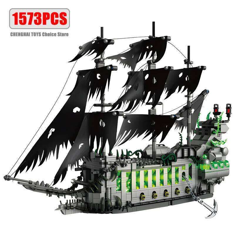 1573Pcs Pirate Ship Building Blocks Model Mini Bricks Toys MOC Ghost Flying Dutchman Construction Sets Gift for Adults and Teens Z260306