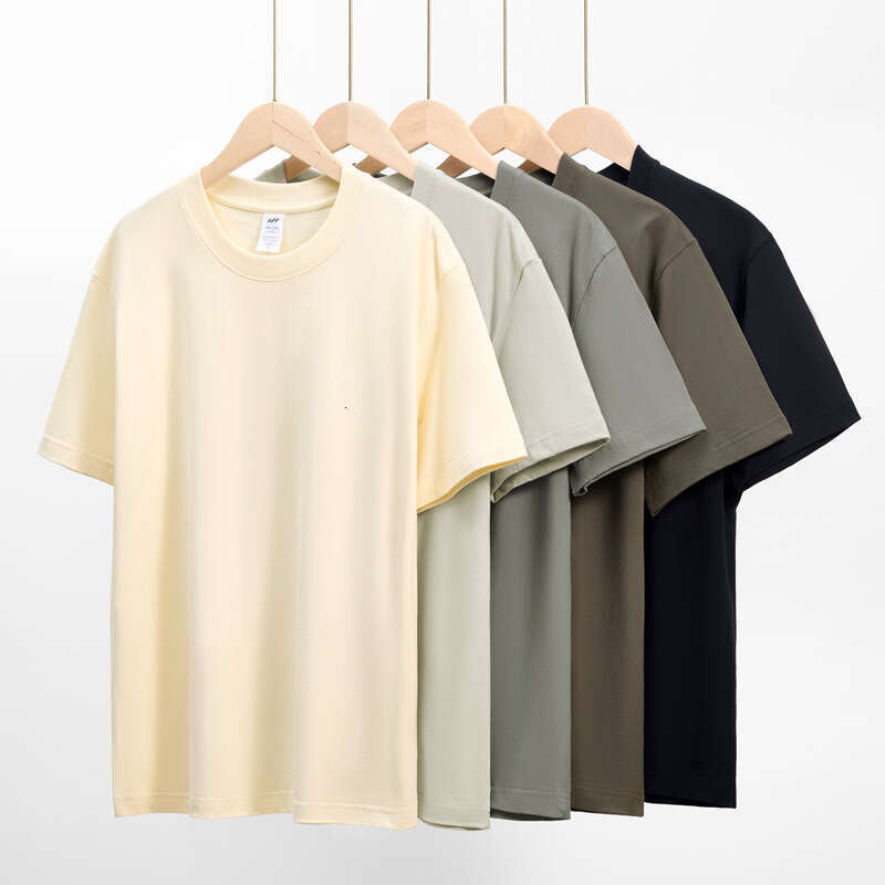 230g Pure Cotton Short Sleeve T-Shirt Solid Color Loose Casual Round Neck Base Shirt Summer Heavyweight Unisex Breathable Tee