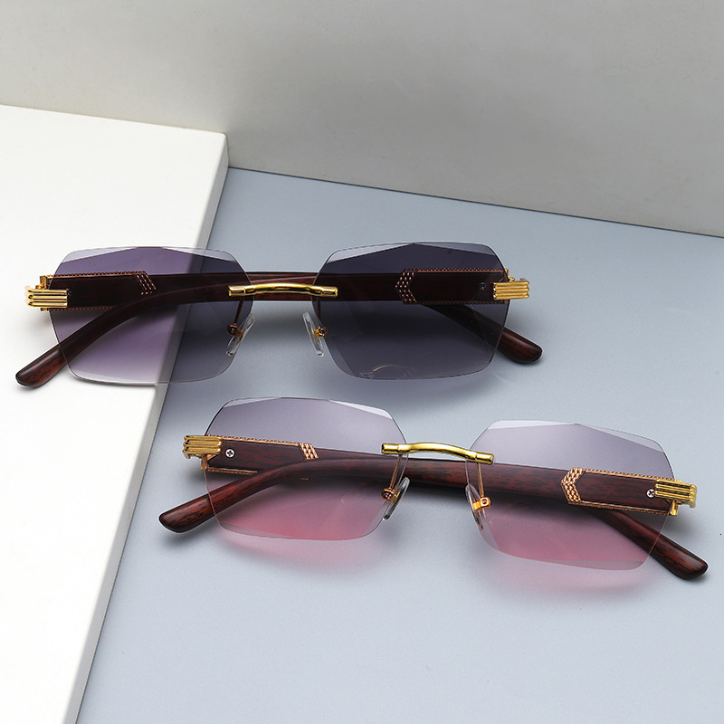 Top Luxury Fashion Sunglasses With Wooden Handle And Metal Designer Sunglasses For Outdoor Bicycles European And American Irregular Square Fashion Sun